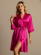 Clearance - Pure Silk 3/4 Sleeve Women's Kimono Wrap Robe