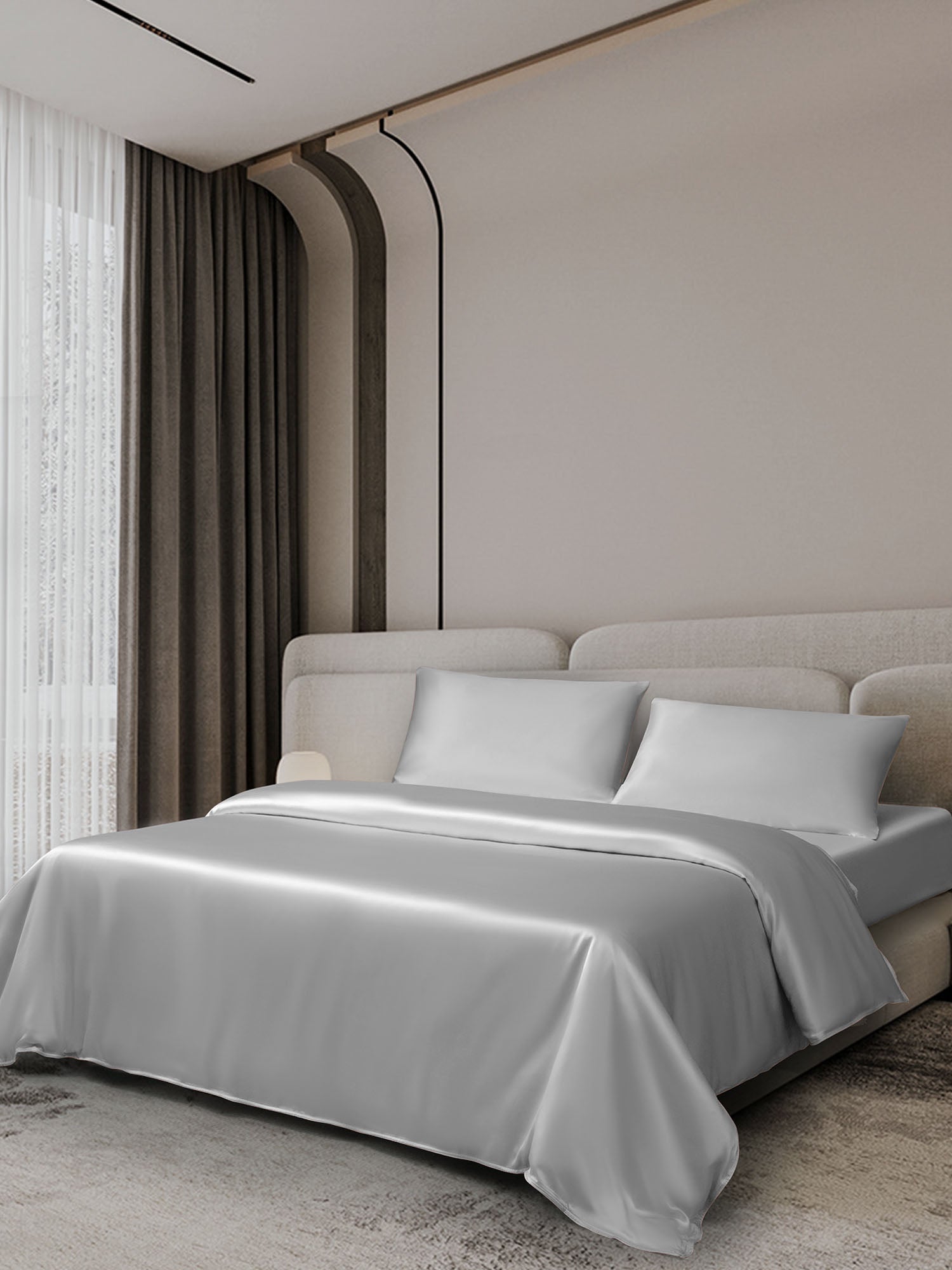 22Momme 4Pcs Silk Set Duvet Cover+Fitted Sheet+2x Pillowcases