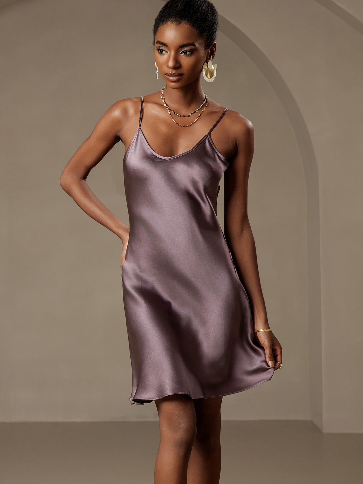Pure Silk Spaghetti Strap Short Dress