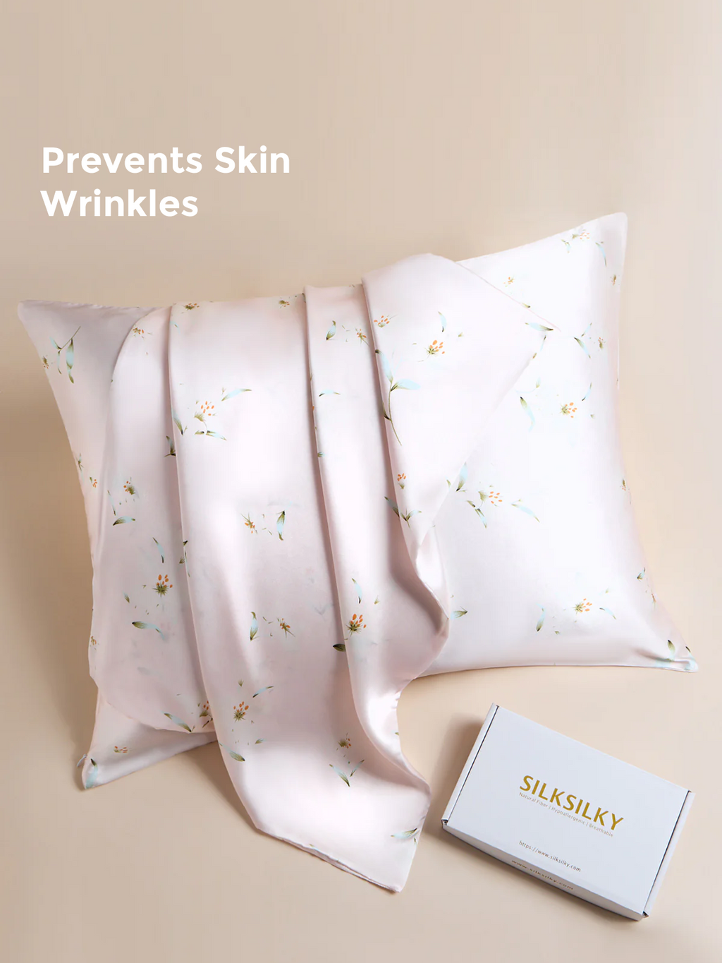 19Momme 100% Mulberry Silk Pillowcase - Snowbud Lily