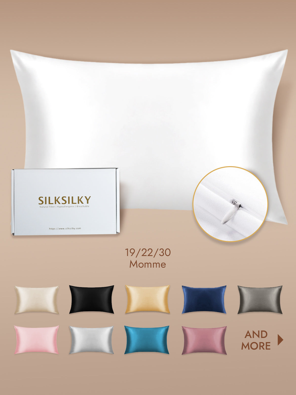 100% Mulberry Silk Pillowcase - Hidden Zipper