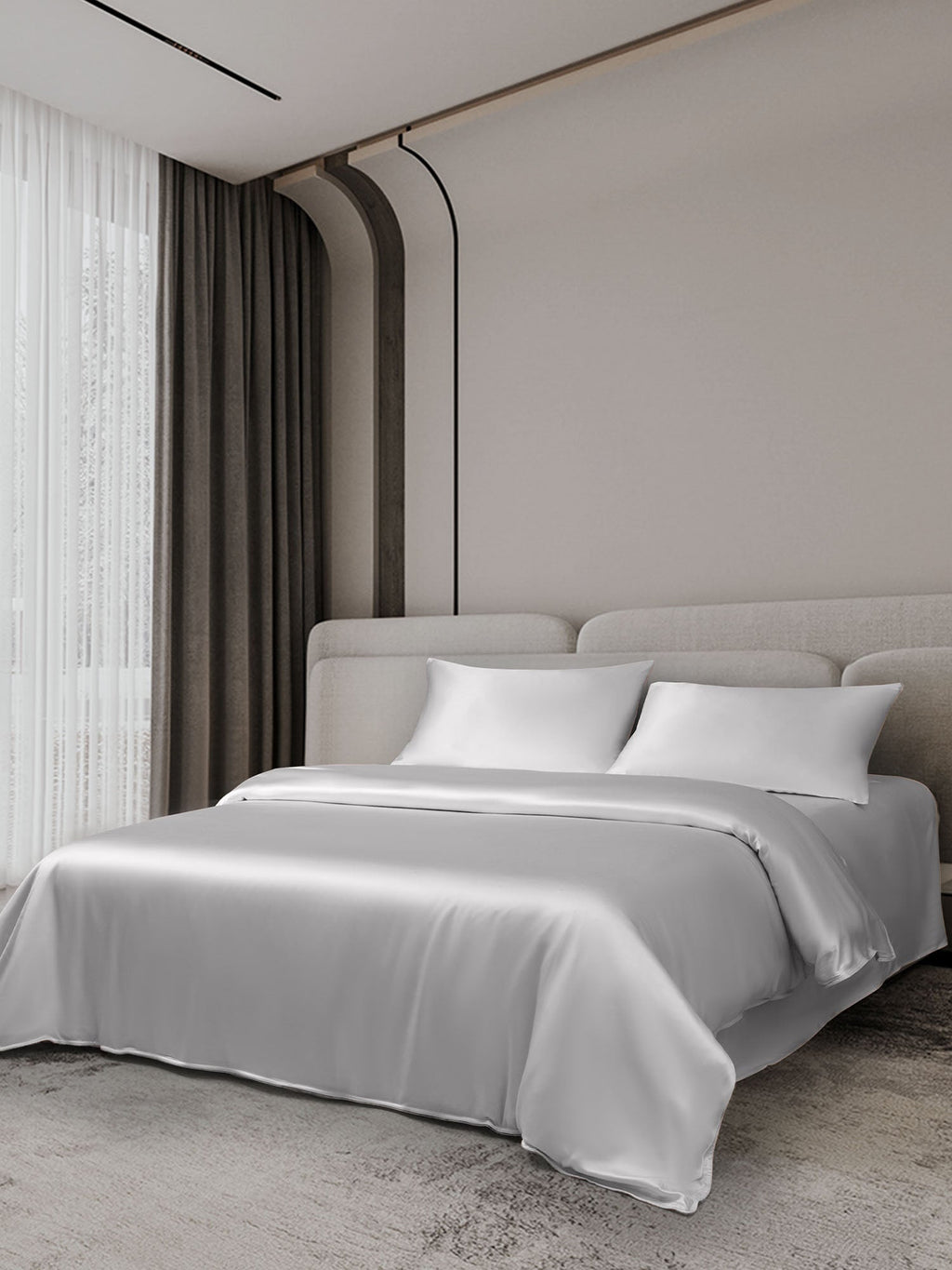 22Momme 4Pcs Silk Set Duvet Cover+Flat Sheet+2x Pillowcases