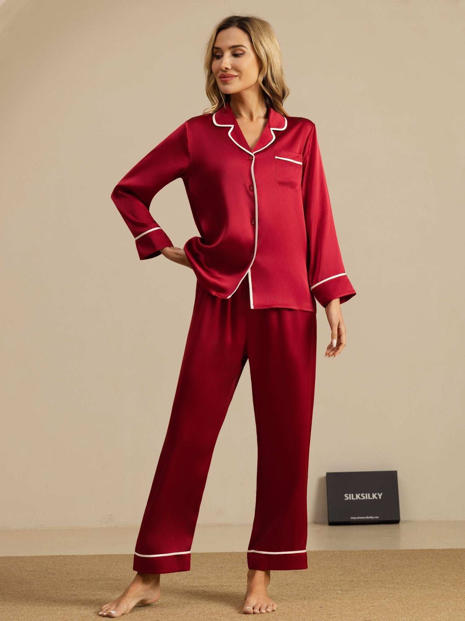 100% Mulberry Silk Classic Pajama Set