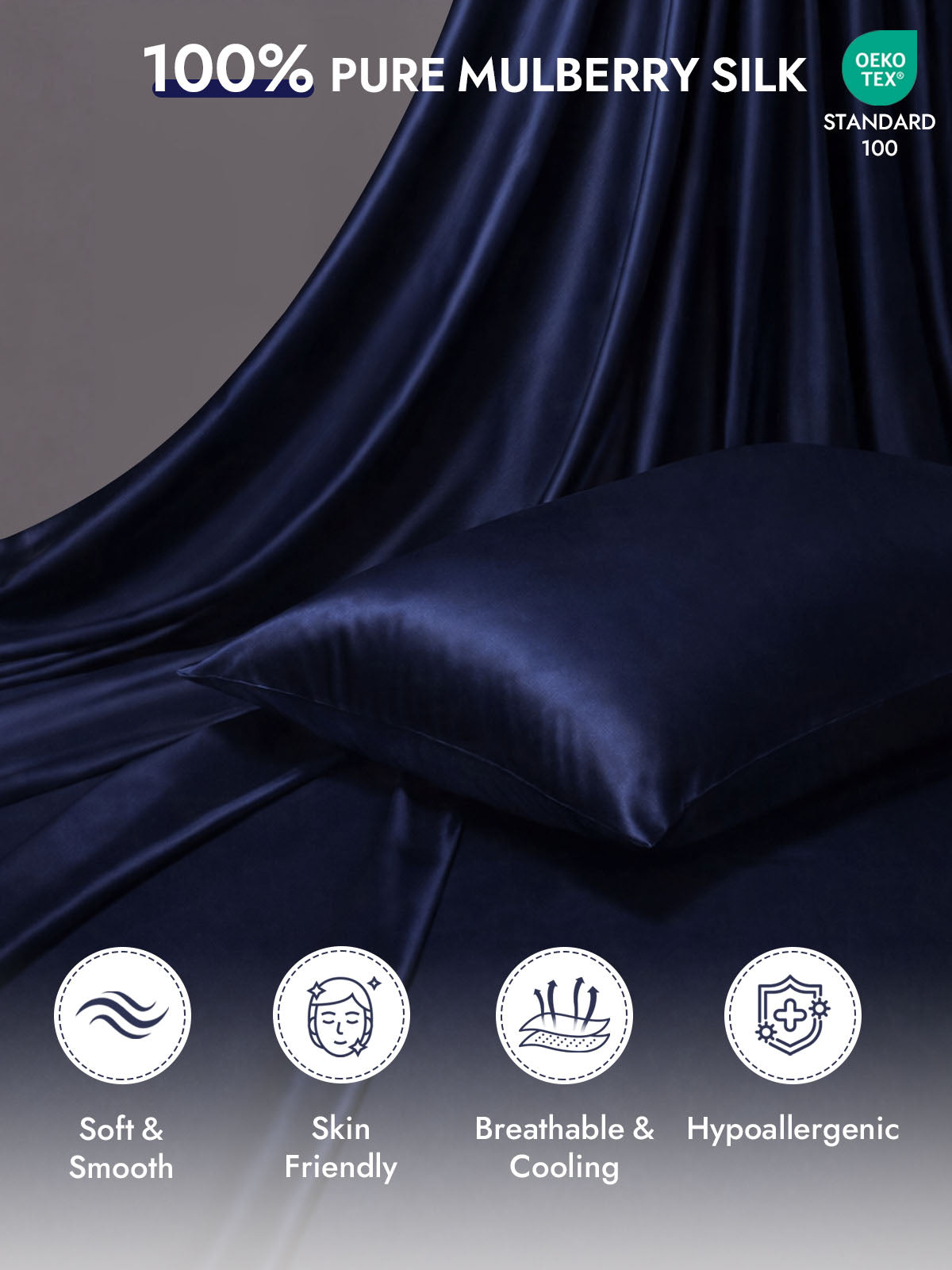 100% Mulberry Silk Pillowcase - Hidden Zipper