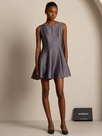 Clearance - 32Momme Silk-Wool Blend Casual Sleeveless Skater Short Dress