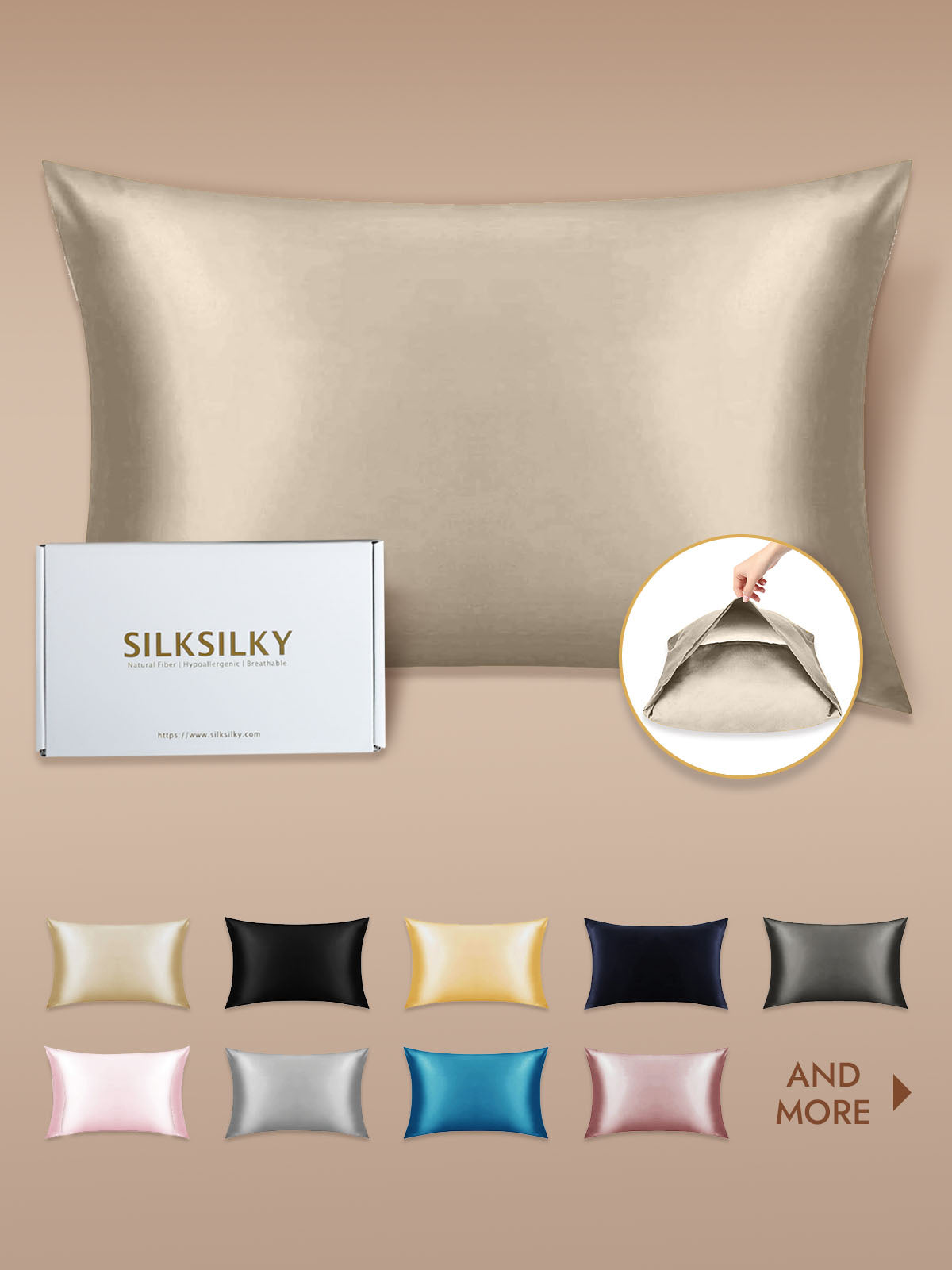 19Momme 100% Mulberry Silk Pillowcase - Envelope Closure