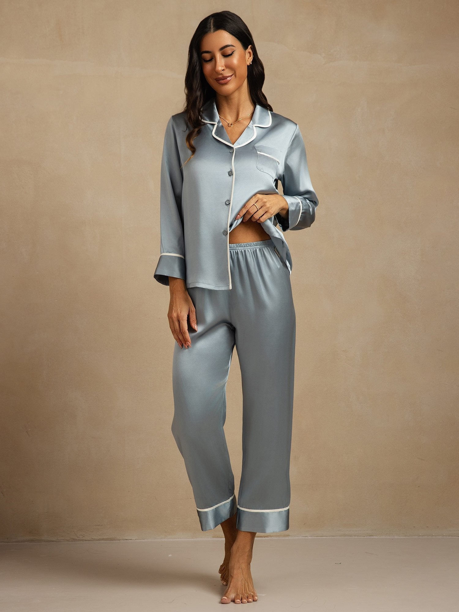 100% Mulberry Silk Classic Pajama Set