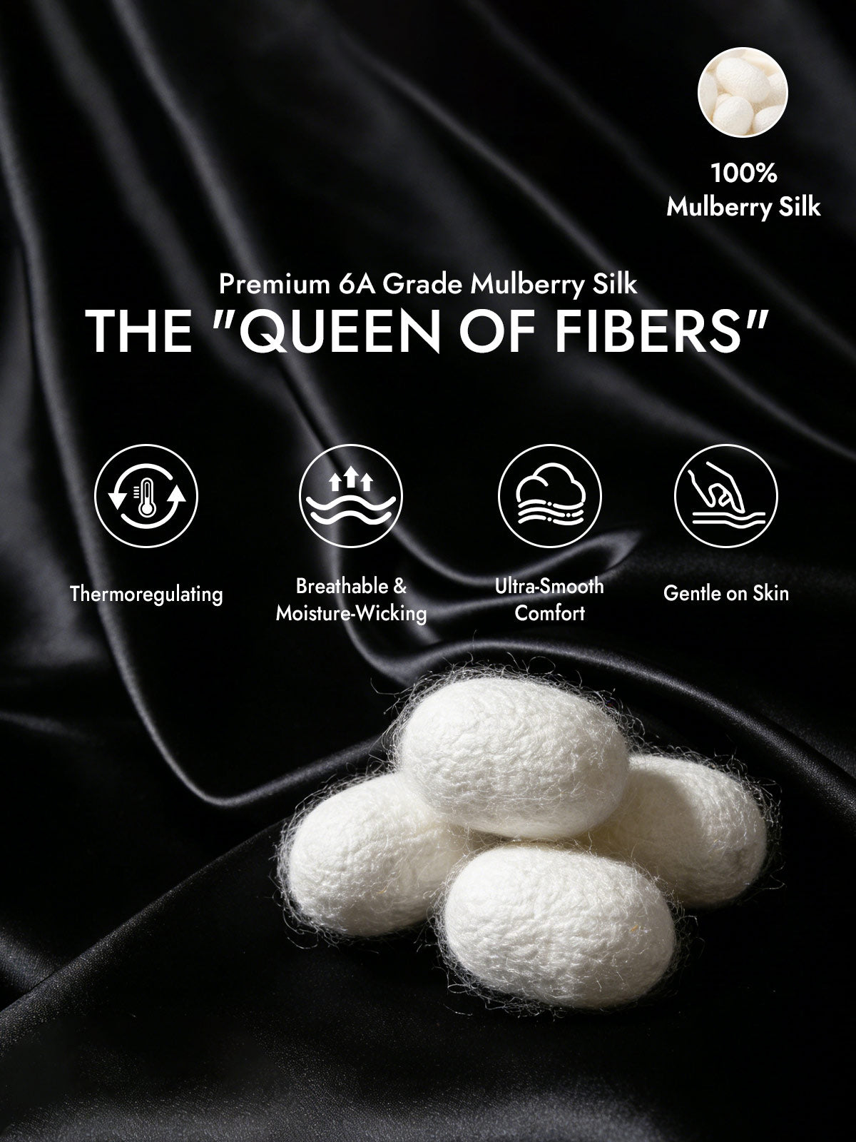 19Momme 4Pcs Silk Set Fitted&Flat Sheets+2x Pillowcases