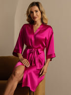 Clearance - Pure Silk 3/4 Sleeve Women's Kimono Wrap Robe