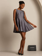 Clearance - 32Momme Silk-Wool Blend Casual Sleeveless Skater Short Dress