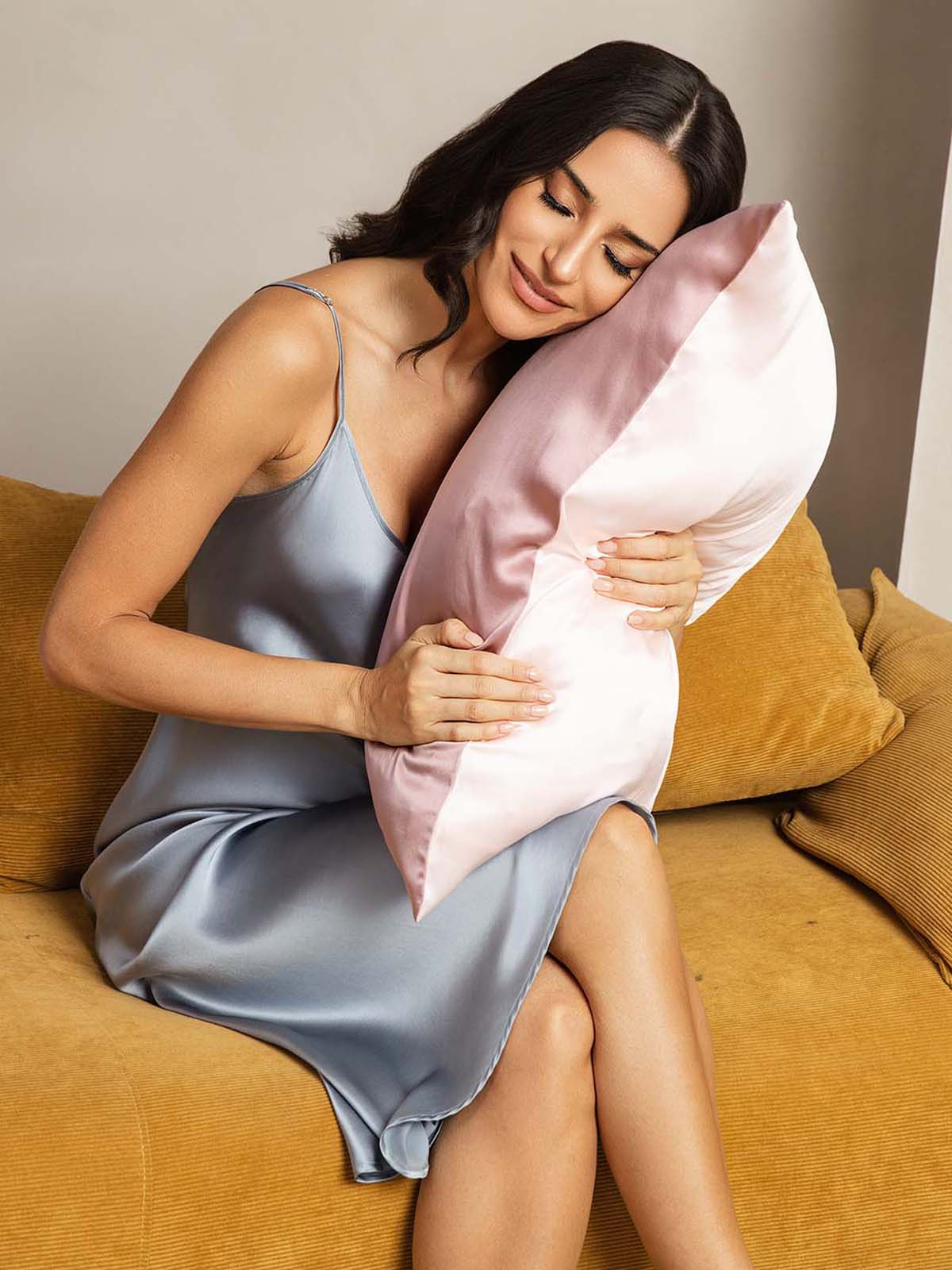 22Momme 100% Mulberry Silk Pillowcase - Two-tone Design