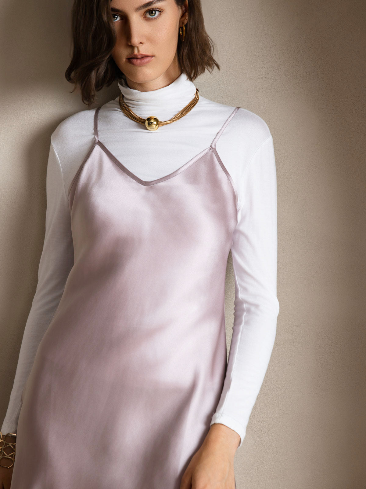 Pure Silk Spaghetti Strap Short Dress