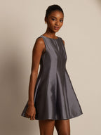 Clearance - 32Momme Silk-Wool Blend Casual Sleeveless Skater Short Dress