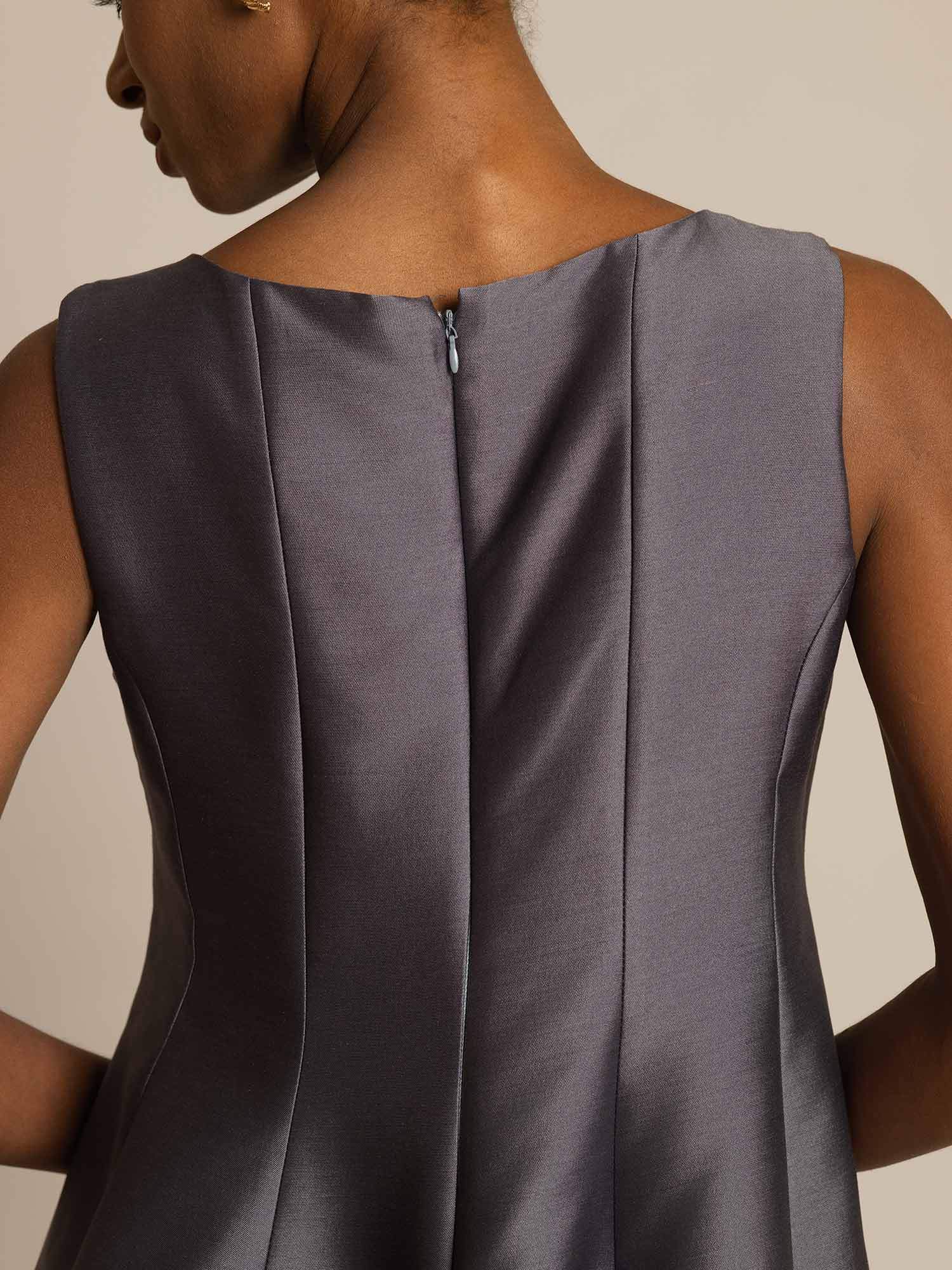 Clearance - 32Momme Silk-Wool Blend Casual Sleeveless Skater Short Dress