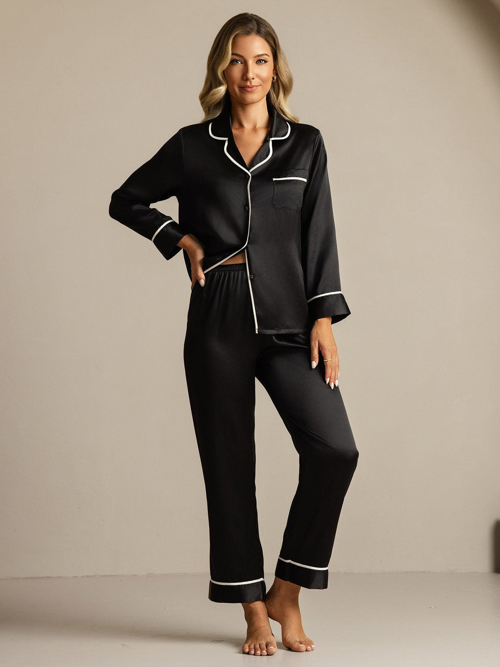 100% Mulberry Silk Classic Pajama Set