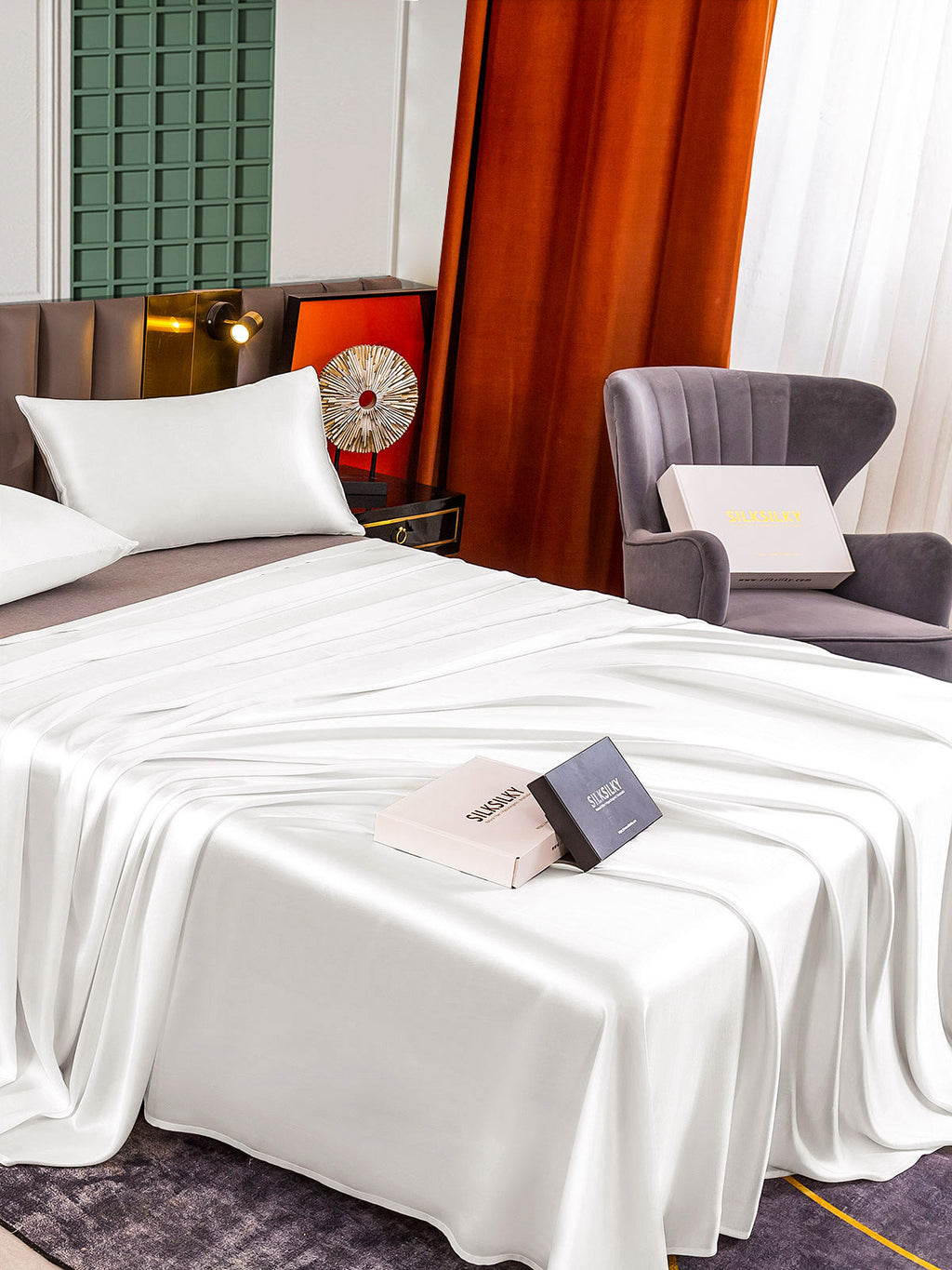 25Momme 3Pcs Silk Set Flat Sheet+2x Pillowcases