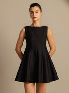 Clearance - 32Momme Silk-Wool Blend Casual Sleeveless Skater Short Dress